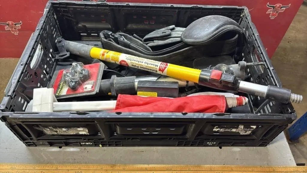 Tote of Asst. Protective Cases, Paint Pole &