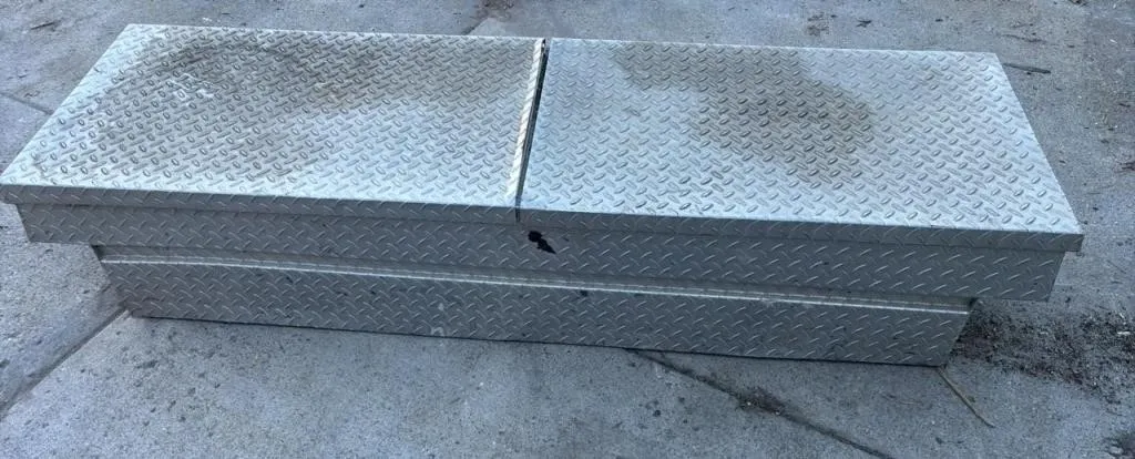 Aluminum Truck Storage Box, Dual Lid, No keys