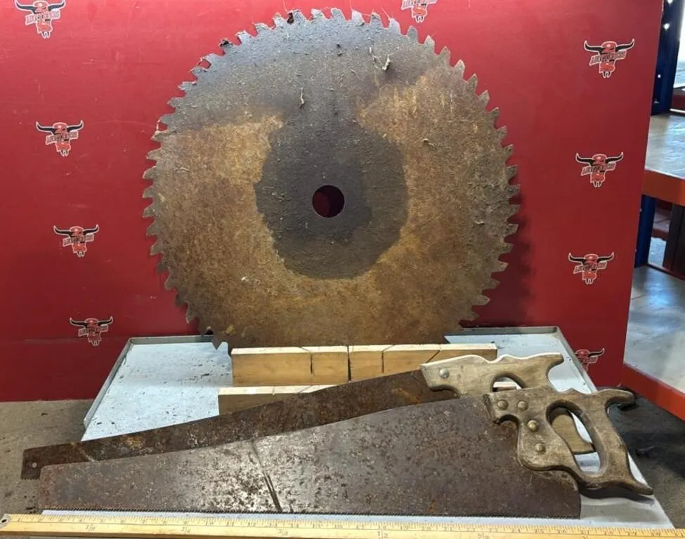 23” Steel Blade & 26” Rusty Saws, Etc.