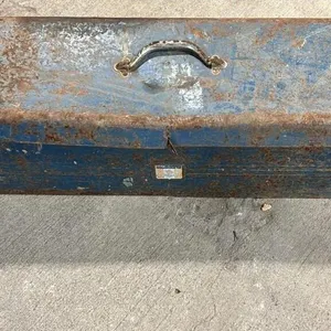 Large Rusty Metal Tool Box w/ Concrete Tools