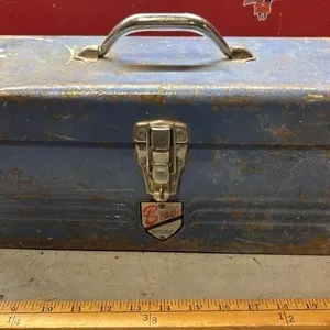 17” Metal Beach Tool Box w/Contents.