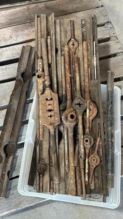 Antique Tap & Die Set in Wooden Case. Rusty &