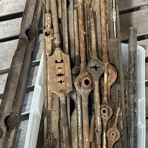 Antique Tap & Die Set in Wooden Case. Rusty &