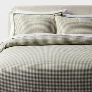 Threshold King Gingham Duvet and Sham Set Moss