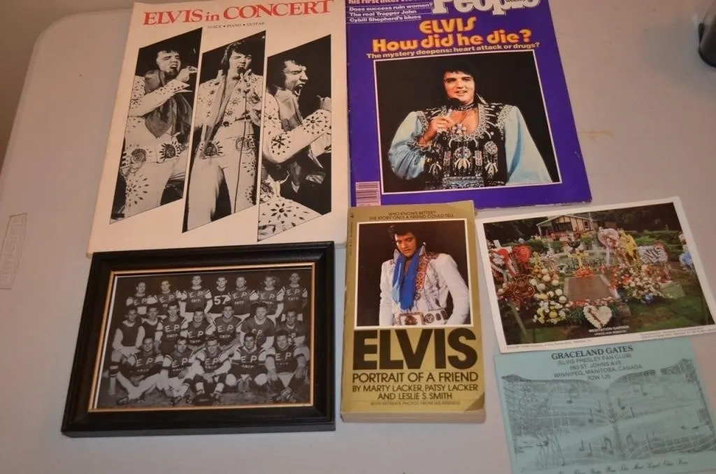 Elvis Presley memorabilia, including a songbook