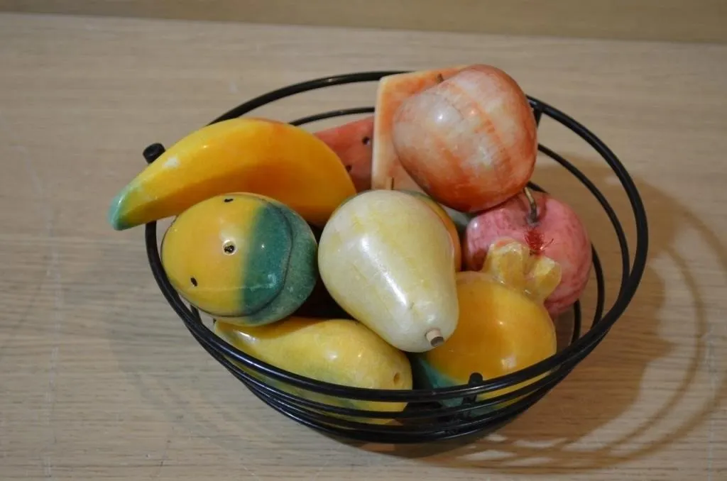 Vintage hand-carved stone fruit made