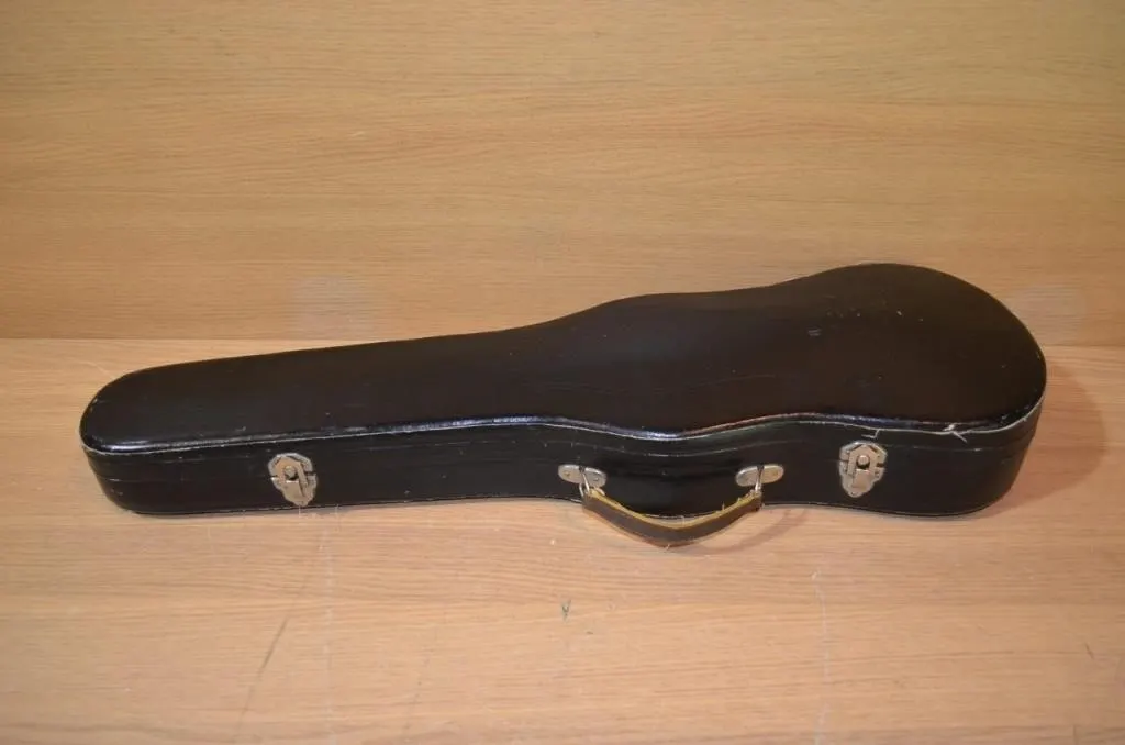 Vintage hardshell violin case with a green plush