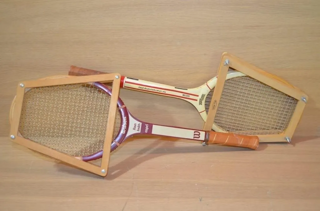 2 Lot Vintage wooden tennis rackets fitted