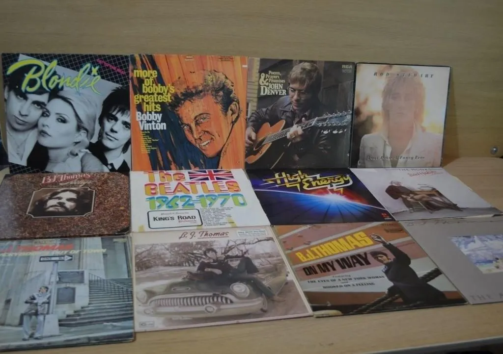 Collection of vintage vinyl LP records featuring