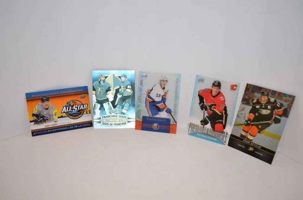 Collection of five Upper Deck NHL hockey trading