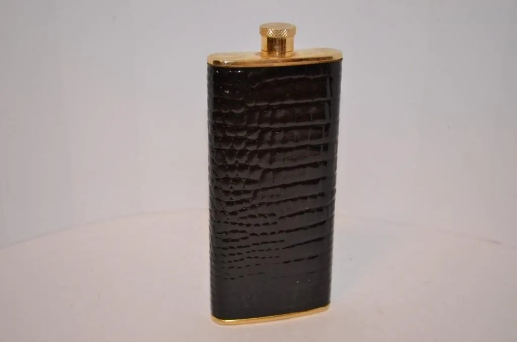 Vintage Brown Faux Crocodile Travel Hip Flask