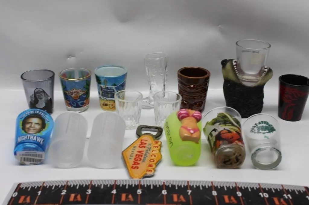 Lot of Shot Glasses, Souvenir & Novelty Designs