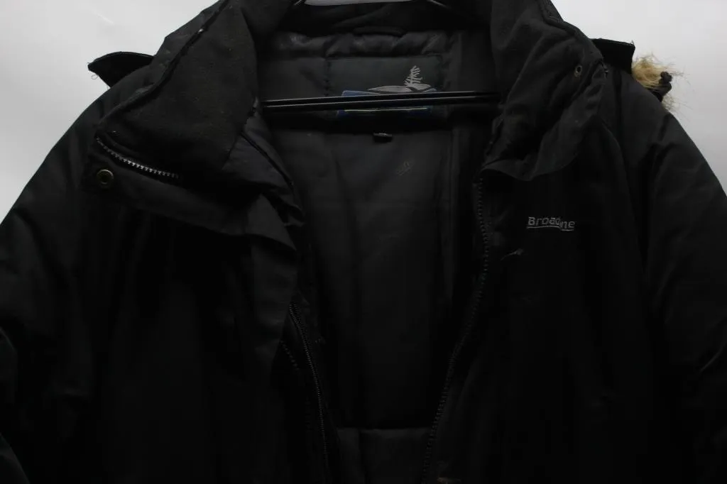 Used Broadme Black Jacket with Fur-Trim Hood