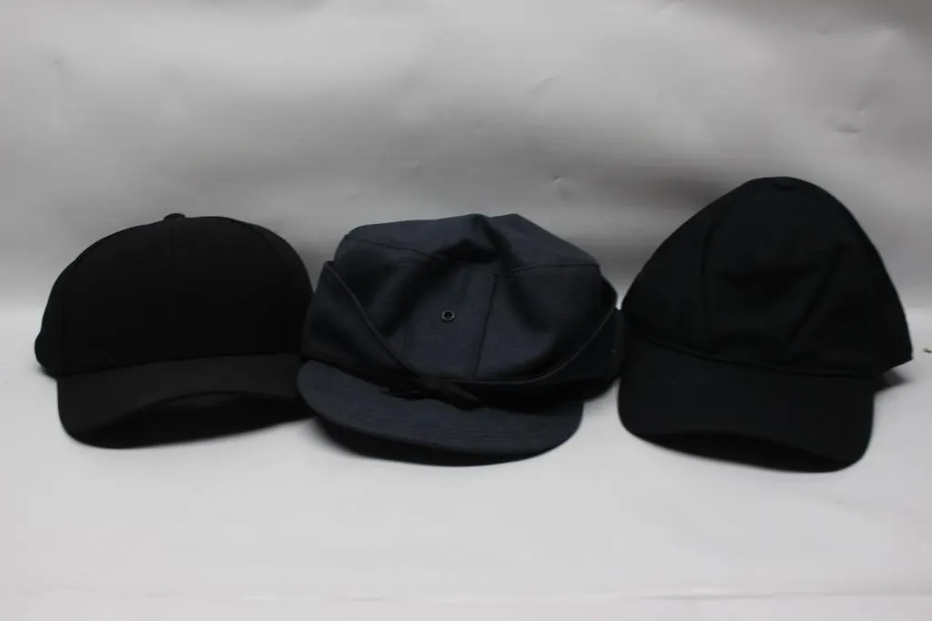 Three baseball caps – black, black perforated,