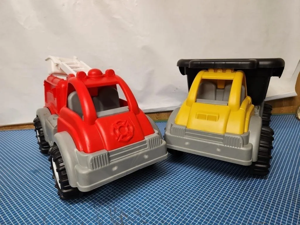 American Plastic Toys Fire Truck & Dump Truck