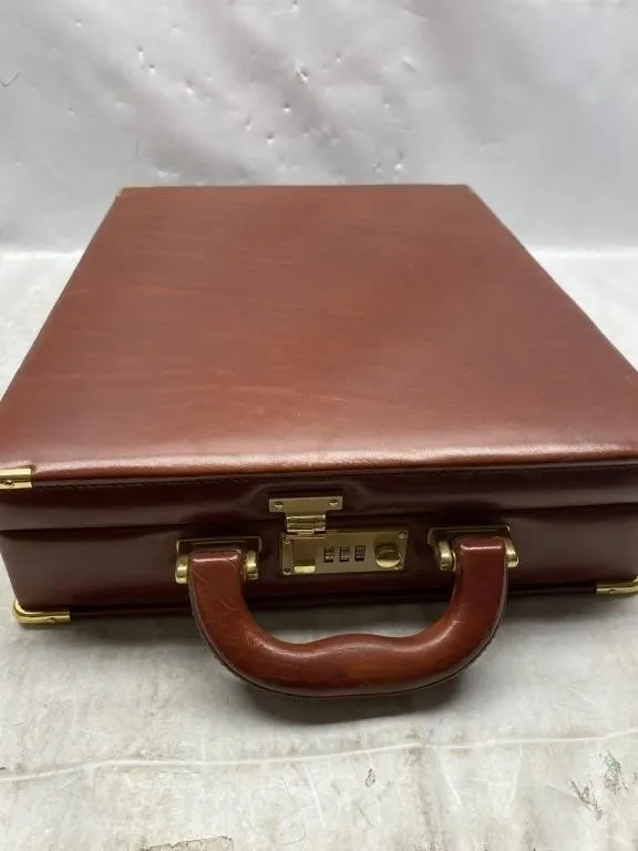 Brown Leather Briefcase with Combination Lock
