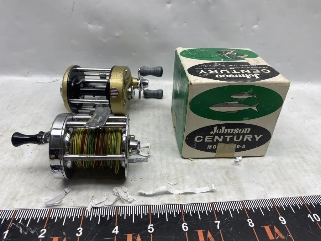 Vintage Johnson Century Baitcasting Reels (2) w/