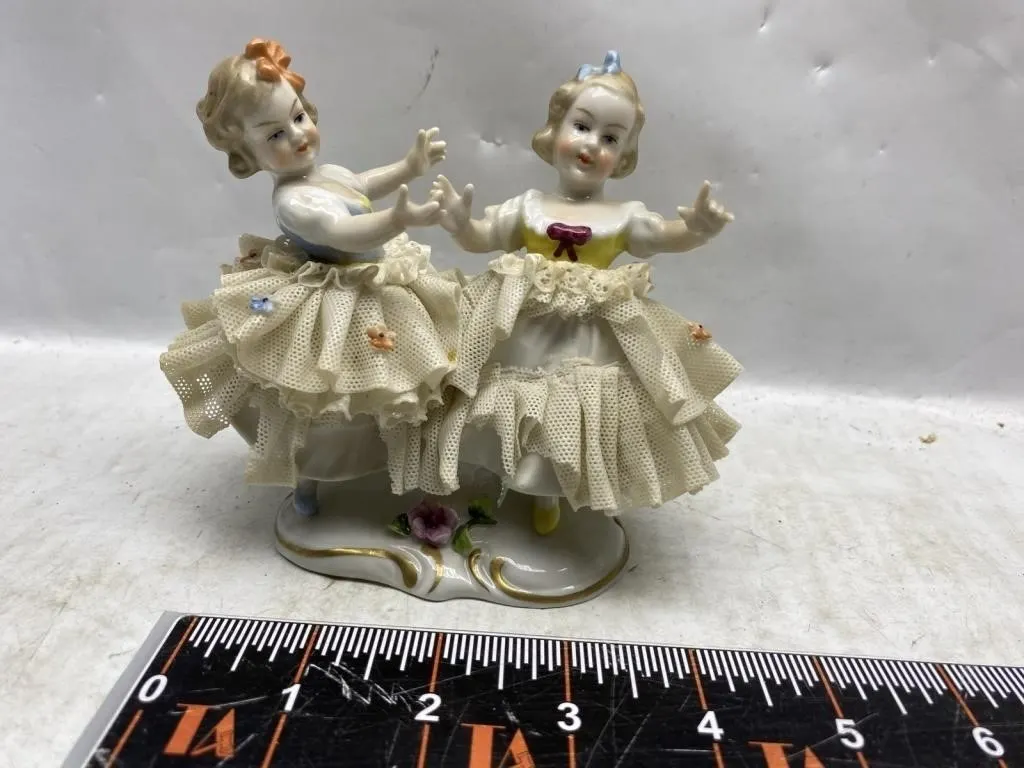 Pair of Damaged Porcelain Lace Dancing Girl