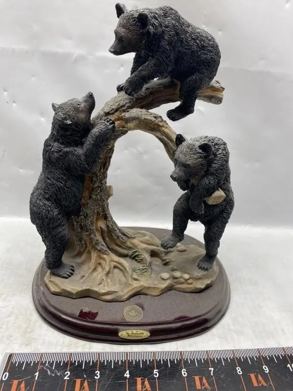 Three Bears on Tree Branch Figurine