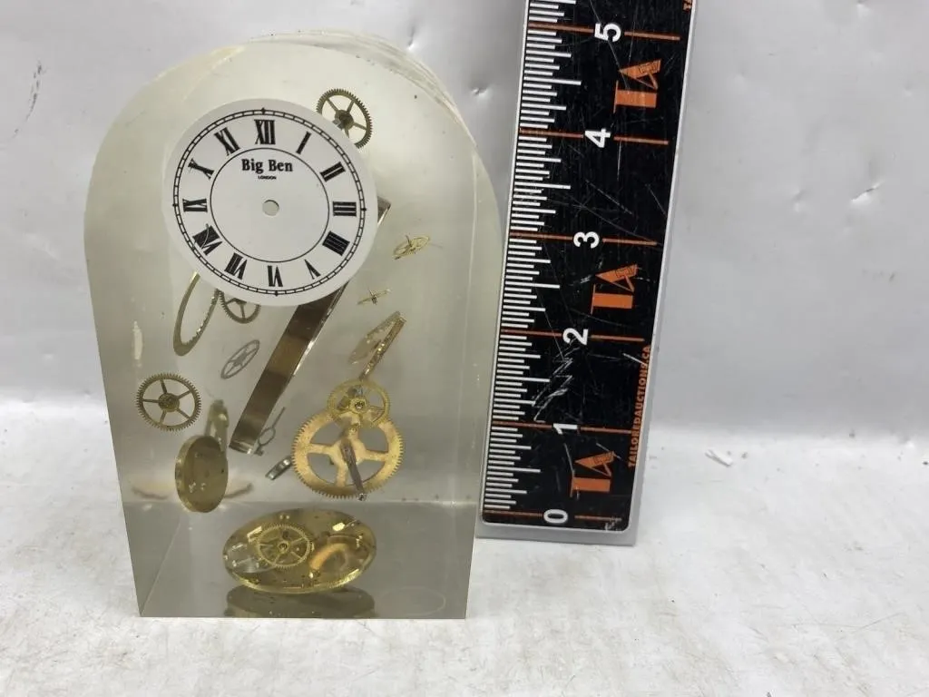 Lucite Block w/ Big Ben Clockworks & Gears