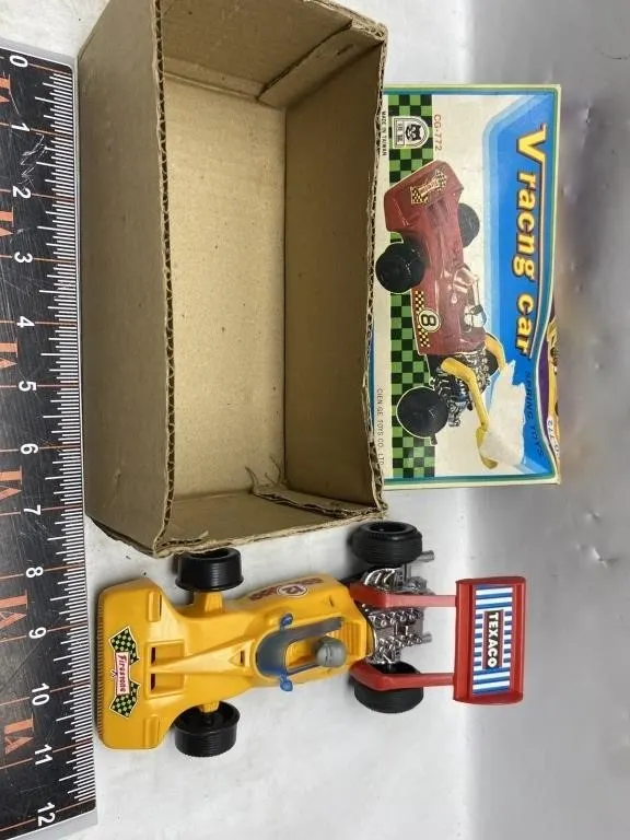 V Racing Car Wind-Up Toy w/ Box, Texaco/Firestone