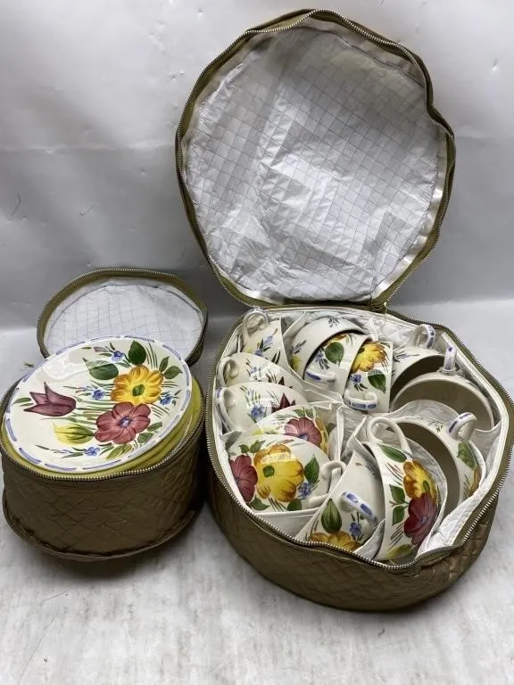 Floral Painted China Set & Ceramic Table Lamps