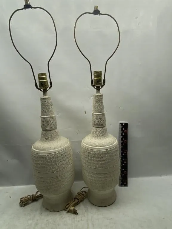 Pair of Textured Ceramic Table Lamps