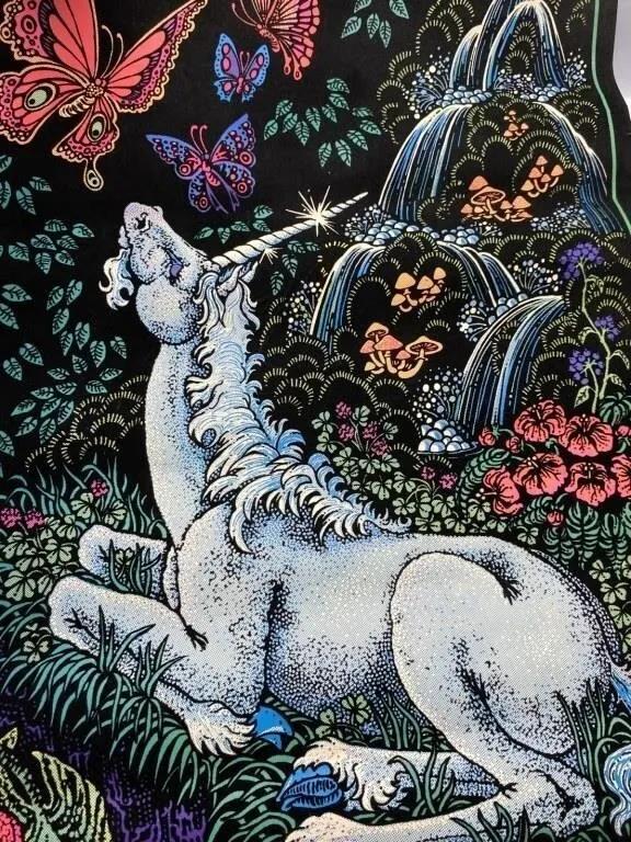 Blacklight Unicorn Fantasy Tapestry
