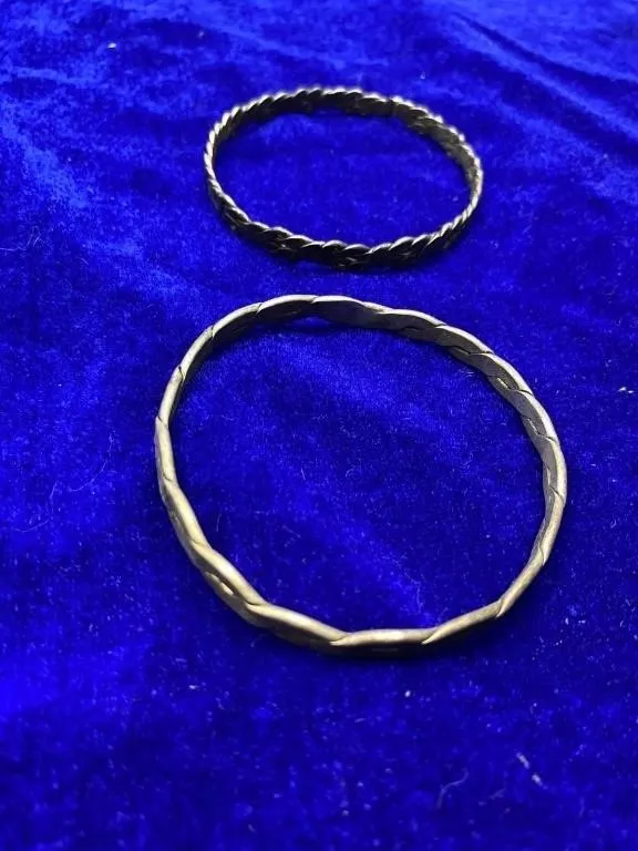 Sterling Silver 925 Twisted Bangle Bracelets (2)
