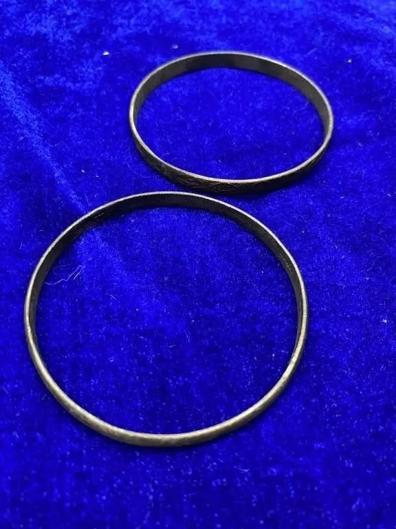 Sterling Silver Bangle Bracelets, Lot of 2 Pairs