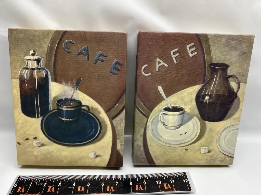 Pair of 'Cafe' Still Life Canvas Prints
