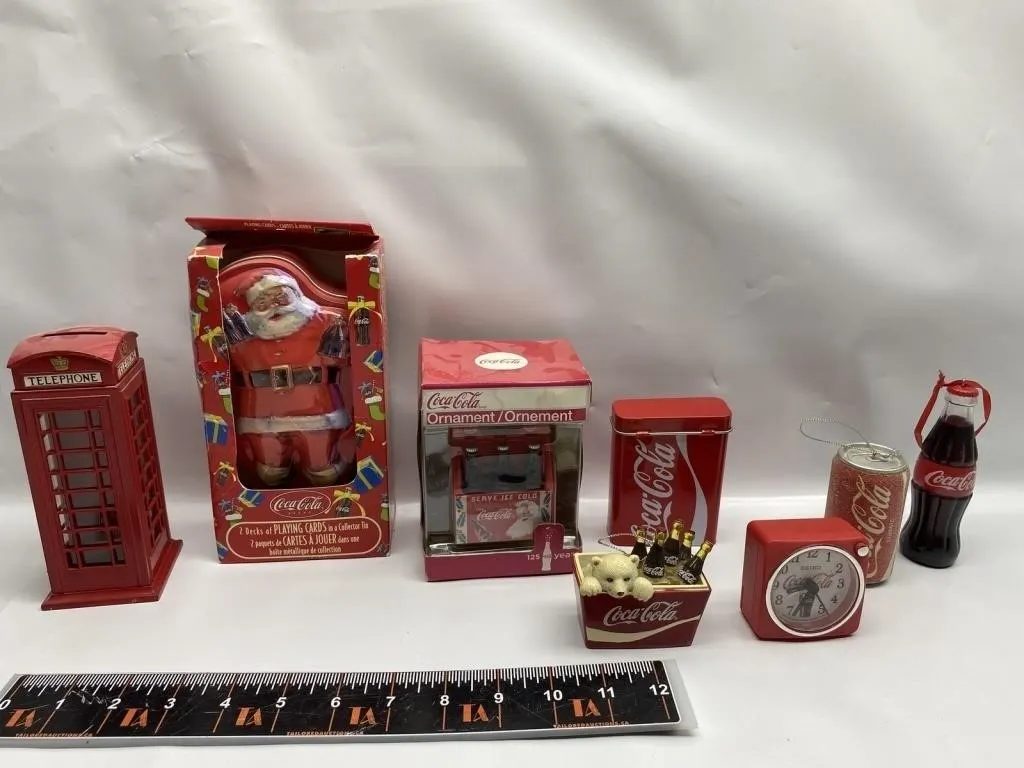 Coca-Cola Collectibles: Santa, Clock, Ornaments,