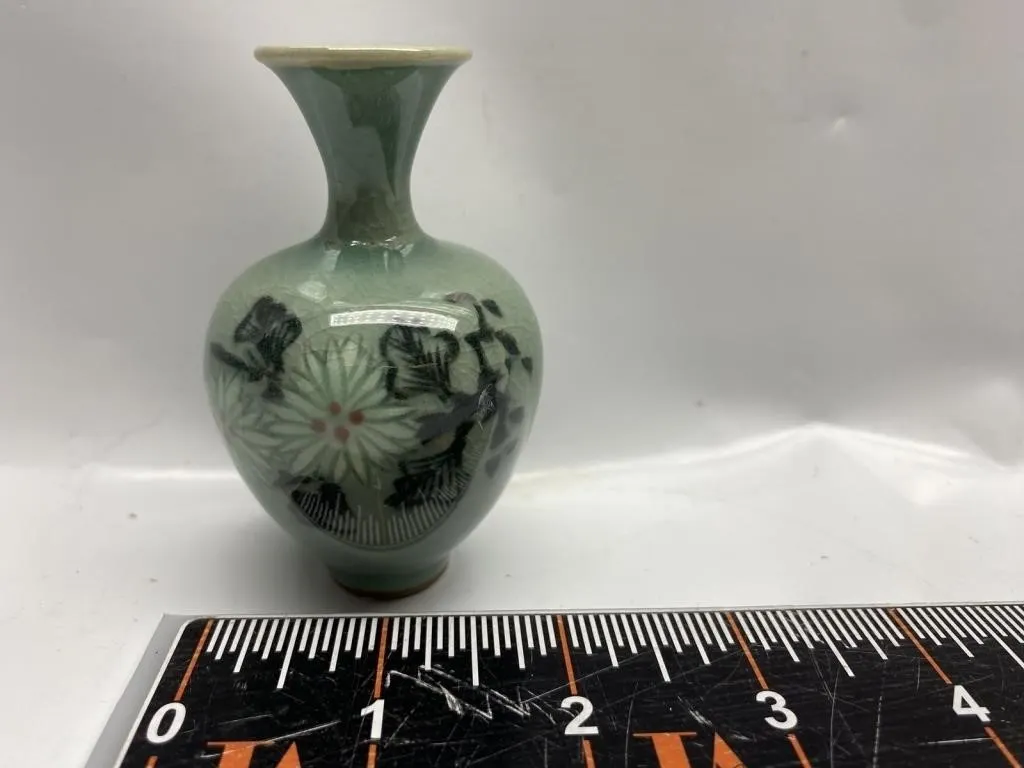 Celadon Glazed Ceramic Vase with Maker's Mark
