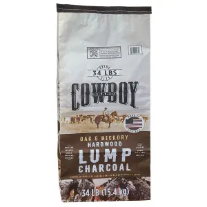 Cowboy Hardwood Lump Charcoal, Oak and Hickory, 34lbs - MSRP $27.99 - SEE LINK