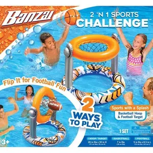 Banzai 2 'N 1 Pool Sport Combo Set, Basketball Hoop and Football Target - MSRP $30.99 - SEE LINK