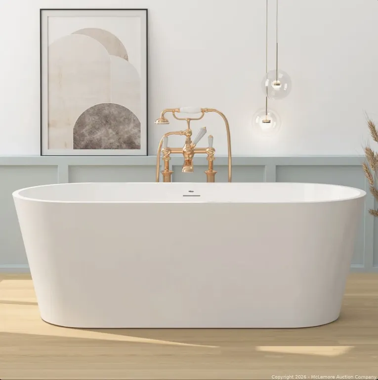 Shangri-La Elite 67" Freestanding Soaking Acrylic Bathtub with Brushed Nickel Drain FerdY-02136-1700-BN MSRP $1,110 Appears New in Box