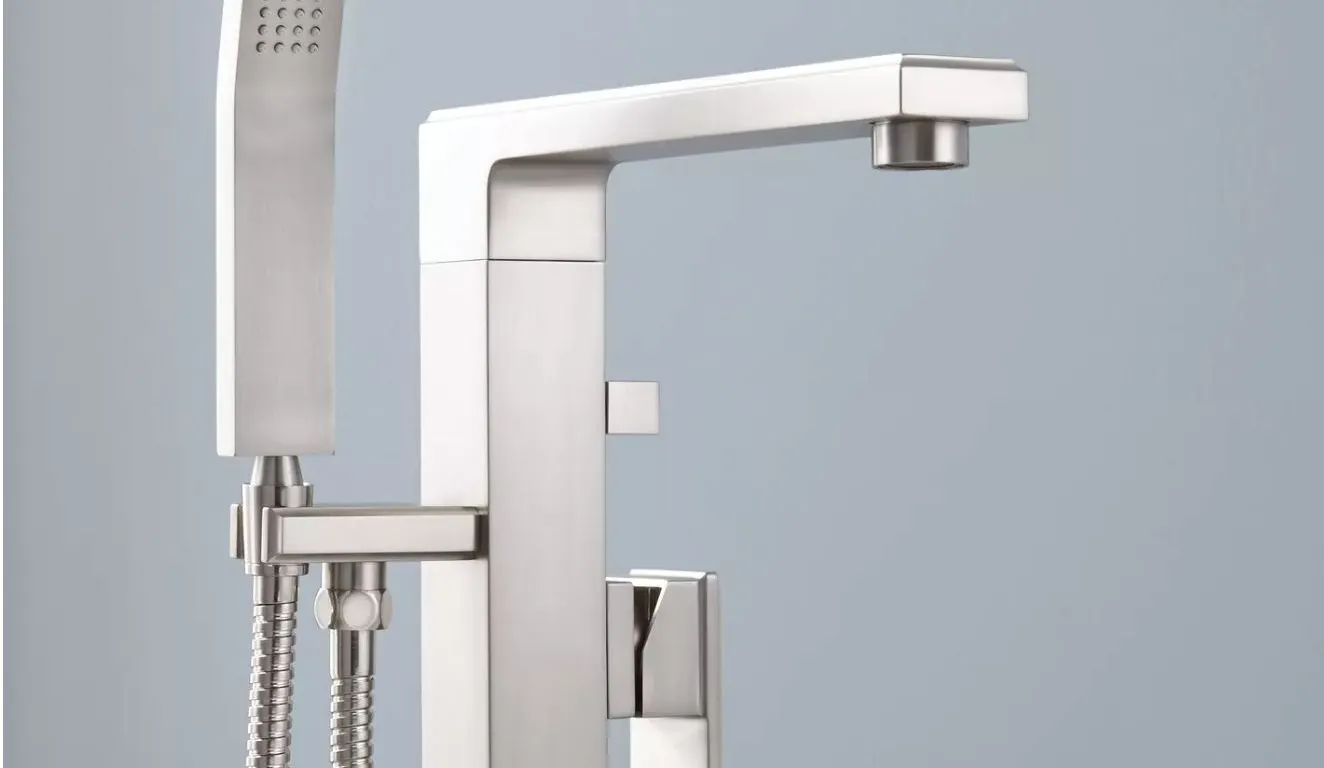 Signature Hardware Ryle Freestanding Tub Faucet and Hand Shower - Brushed Nickel MSRP $935 Appears New in Box