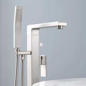 Signature Hardware Ryle Freestanding Tub Faucet and Hand Shower - Brushed Nickel MSRP $935 Appears New in Box
