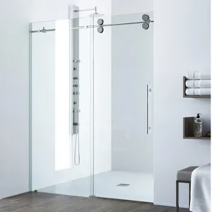 Vigo Elan 74" High x 64" Wide Sliding Frameless Shower Door with Clear Glass MSRP $1,120 Appears New in Box