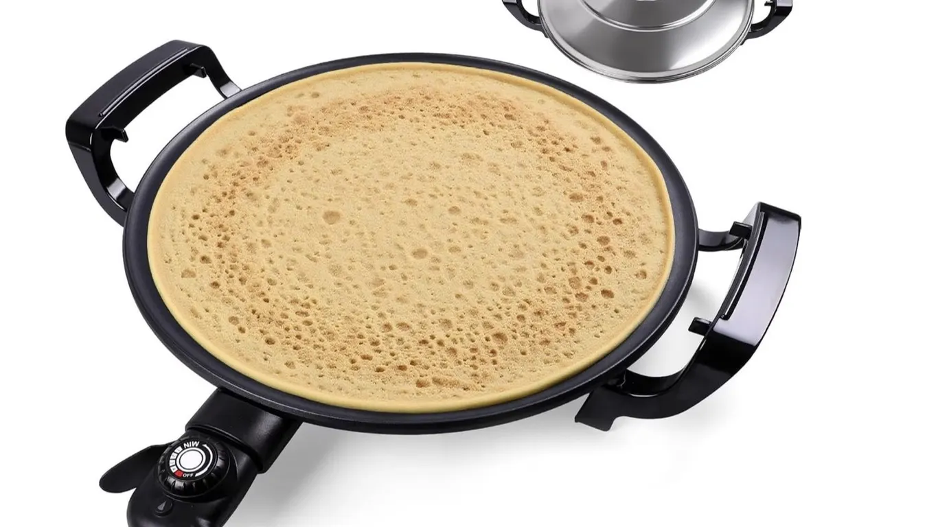 18.5" Electric Injera Maker, Mitad for Ethiopian Injera, Pancake Teff Maker, Electric Griddle with Lid, Non-Stick Surface MSRP $168 Appears New in Box