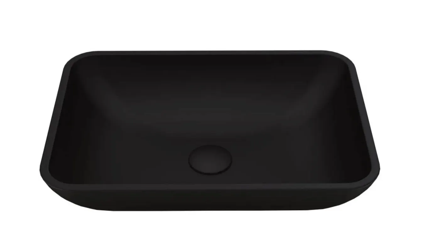 Vigo Sottile 18-1/8" L x 13" W x 4-1/8" H Rectangular Glass Vessel Bathroom Sink Matte Black MSRP $160 Appears New in Box