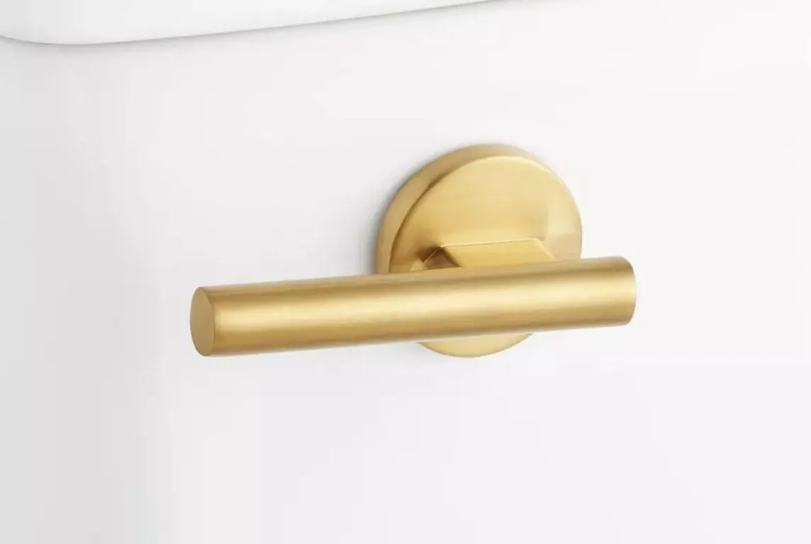 SIGNATURE HARDWARE
Edenton Trip Lever drain kit in Brushed Gold Appears New in Box
