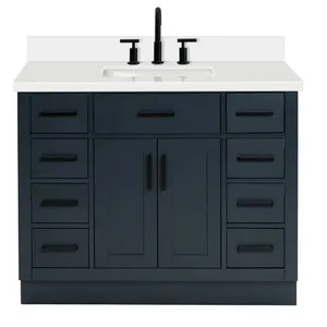 Ariel Hepburn 43" Free Standing Single Basin Vanity Set with Cabinet and Quartz Vanity Top MSRP $1,249 Appears New