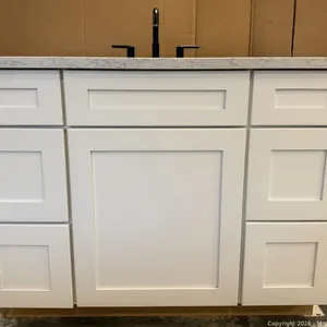 Wellborn 47" six-drawer vanity with Quartz top, sink, and faucet MSRP $2,100 - Used, excellent condition - see pics