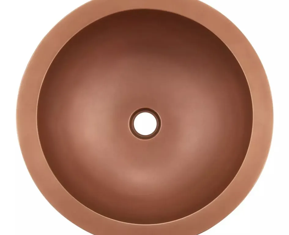 Signature Hardware Baina 14" Smooth Copper Drop In or Undermount Bathroom Sink Small dent see pics MSRP $159 Appears New
