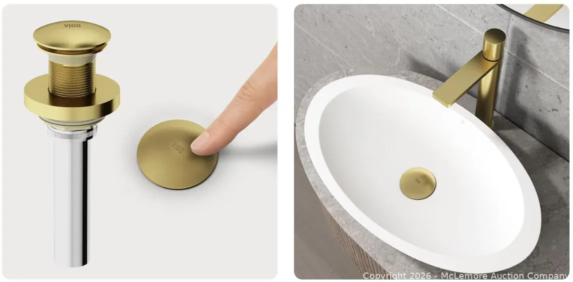 VIGO Matte Brushed Gold Bathroom Sink pop up drain New