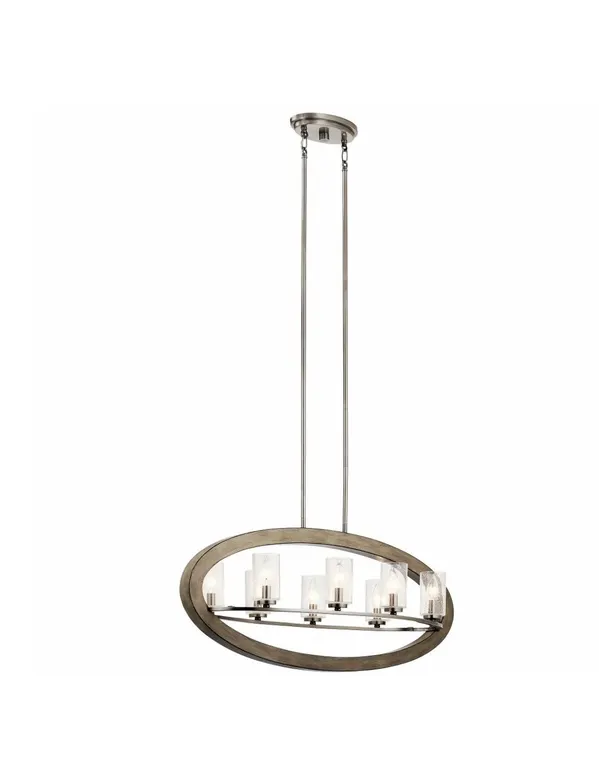 Grand Bank 8 Light Small Oval Chandelier by Kichler Distress Antique Grey MSRP $1,125 Appears New in Box