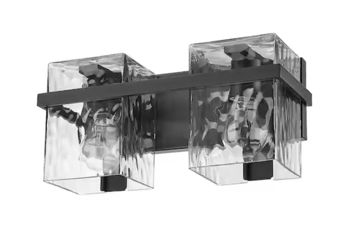 Z-lite Bennington 14.75" 2-Light Matte Black Vanity Light with Clear Glass Shades MSRP $220 Appears New in Box