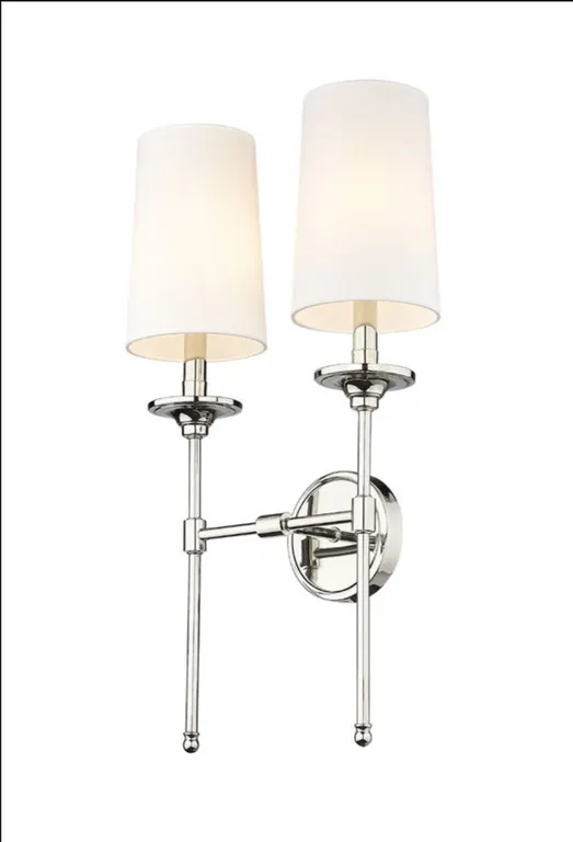 Z-Lite Emily Wall Sconce, 2-Light 120 Total Watts, Polished Nickle MSRP $198 Appears New in Box