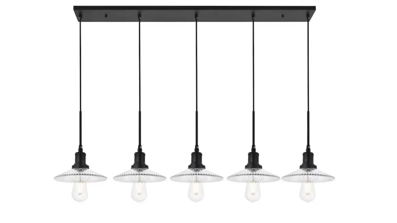 Elegant Lighting Living District LD4040D48BK Waltz 5 Light 49 inch Black Pendant Ceiling Light MSRP $120 Appears New in Box